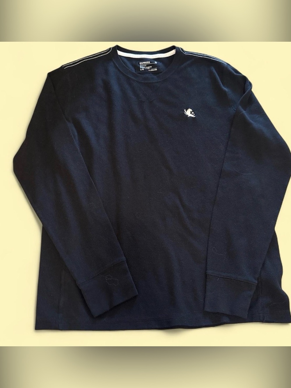 Express Men’s Navy Long Sleeve Crewneck with Contrast Trim